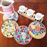 Vista 5 de Azulejos de mosaico, azulejos de vidrio, piezas de vidrio de mosaico de cristal brillante, surtido de azulejos cuadrados y triángulos de cristal