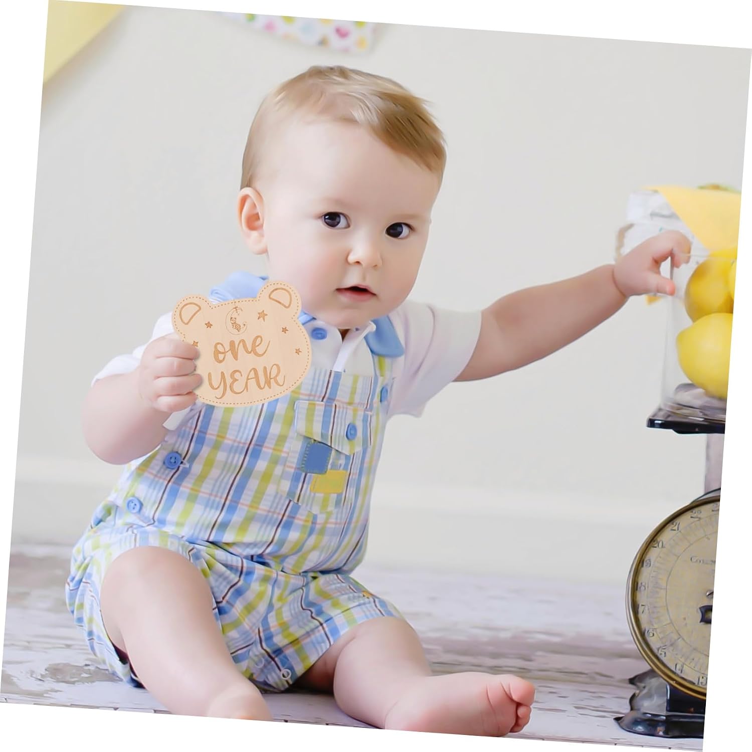 MERRYHAPY 14pcs Wooden Growth Cards for Newborns, Lightweight Monthly Signs for Tracking Development, Suitable for Party Setting and Home, Gift for Newborn Boys and