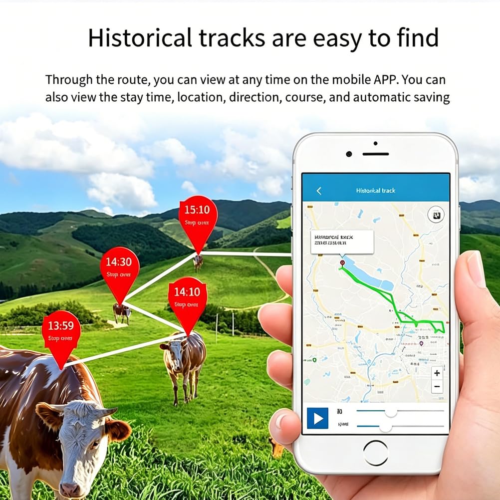 Localizzatore per Animali Bovini Ovini Equini, Localizzatore GPS Solare per Animali 4G+2G, Batteria Ad Alta capacità 20000Mah Segnalazione Luminosa Notturna Impermeabilità IP68