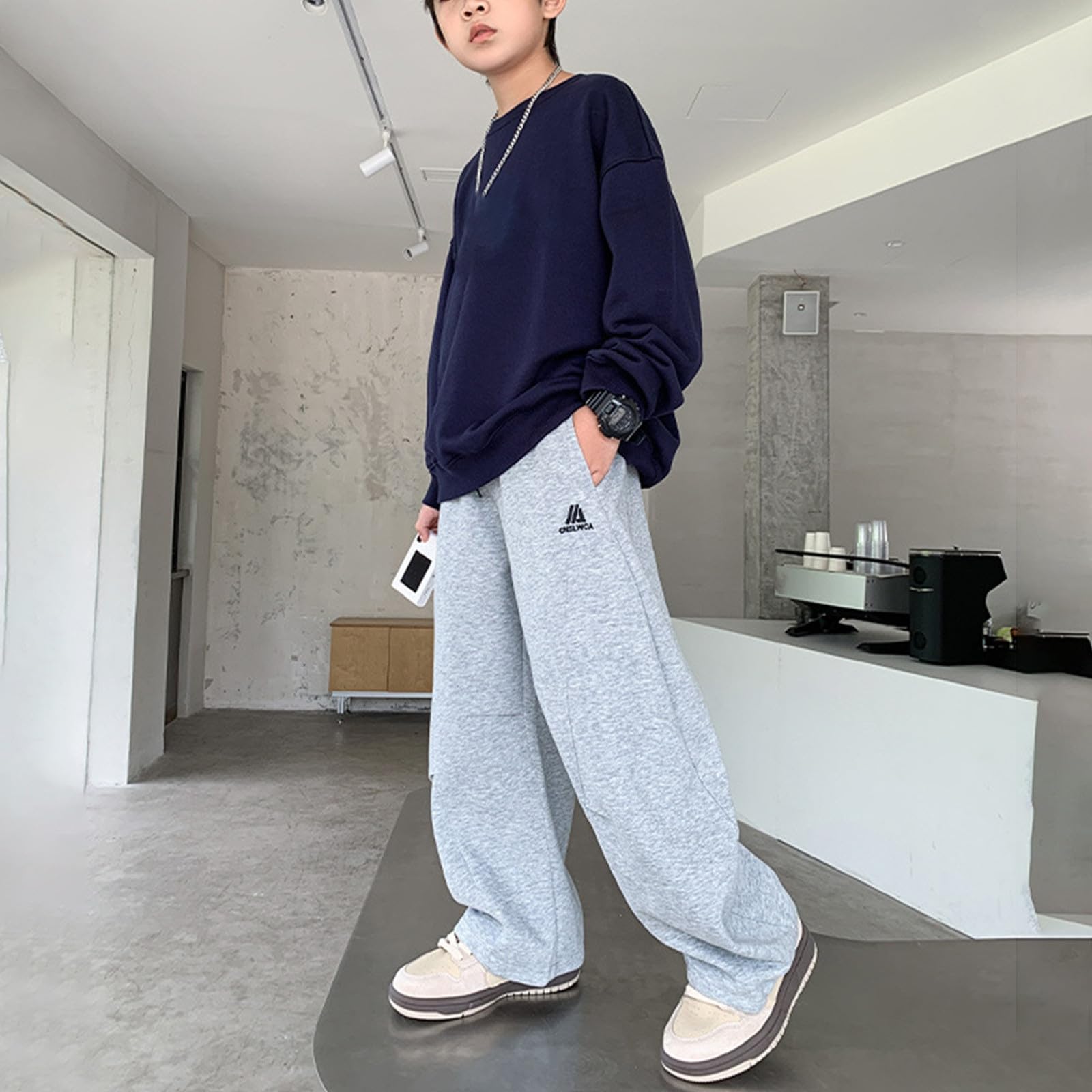 Pantaloni Felpati Bambino 4-15 Anni Larghi Pantaloni Tuta Cargo Ragazzo Sportivi Stretch Con Tasche Pantalone Joggers Baggy Casual Con Elastico In Vita Morbidi Outdoor (Light Grigio, 4-5 anni)