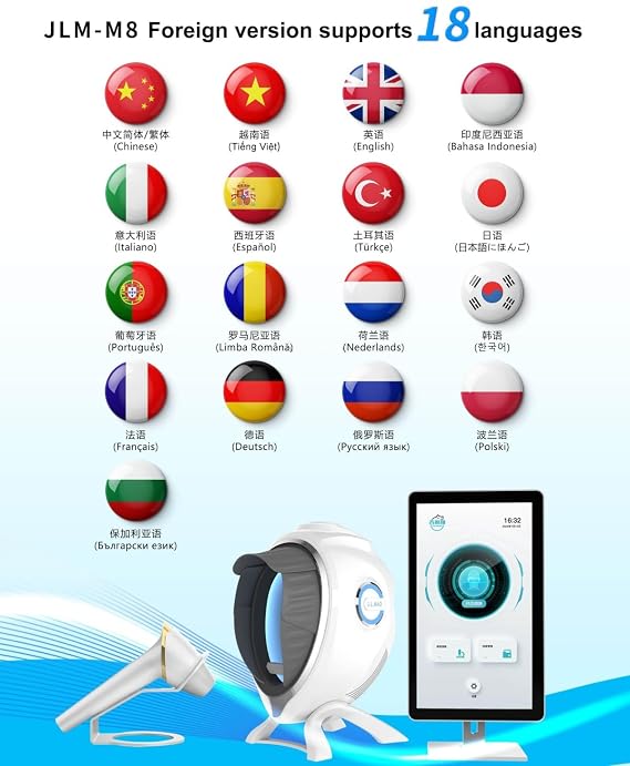 Pro AI Skin Analyzer 10-Light Facial Scanner with 17D Skin Analysis | AI Detects Acne, Wrinkles & Moisture | For Spas, Clinics & Home Use