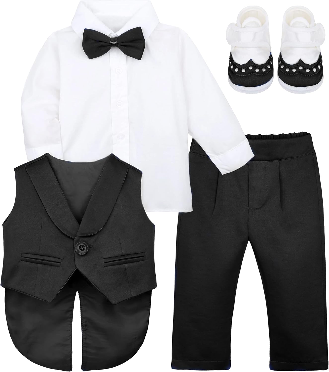 Lilax Baby Boy Gentleman Tuxedo Outfit Infant 4 Piece Set