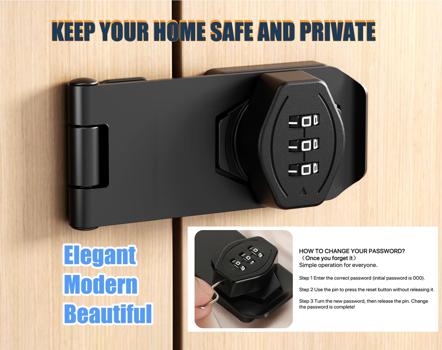 Litensh Security Cabinet Password Hasp Locks Latch - Image 3