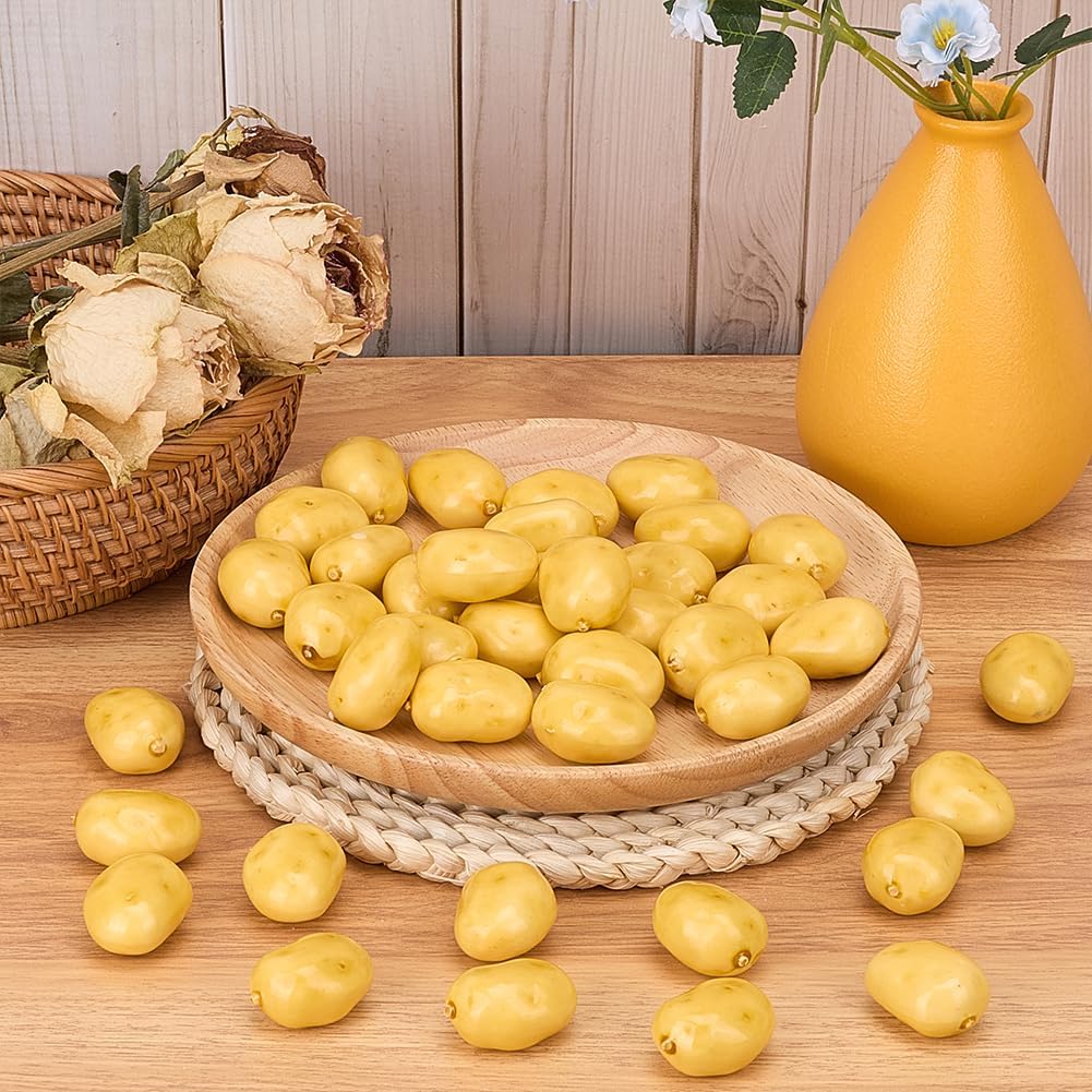 GORGECRAFT 40Pcs Foam Artificial Vegetables Simulation Lifelike Potatoes Food Decorative Bubble Potato for House Kitchen Photography Model Party Pub Decoration Cabinet Ornament