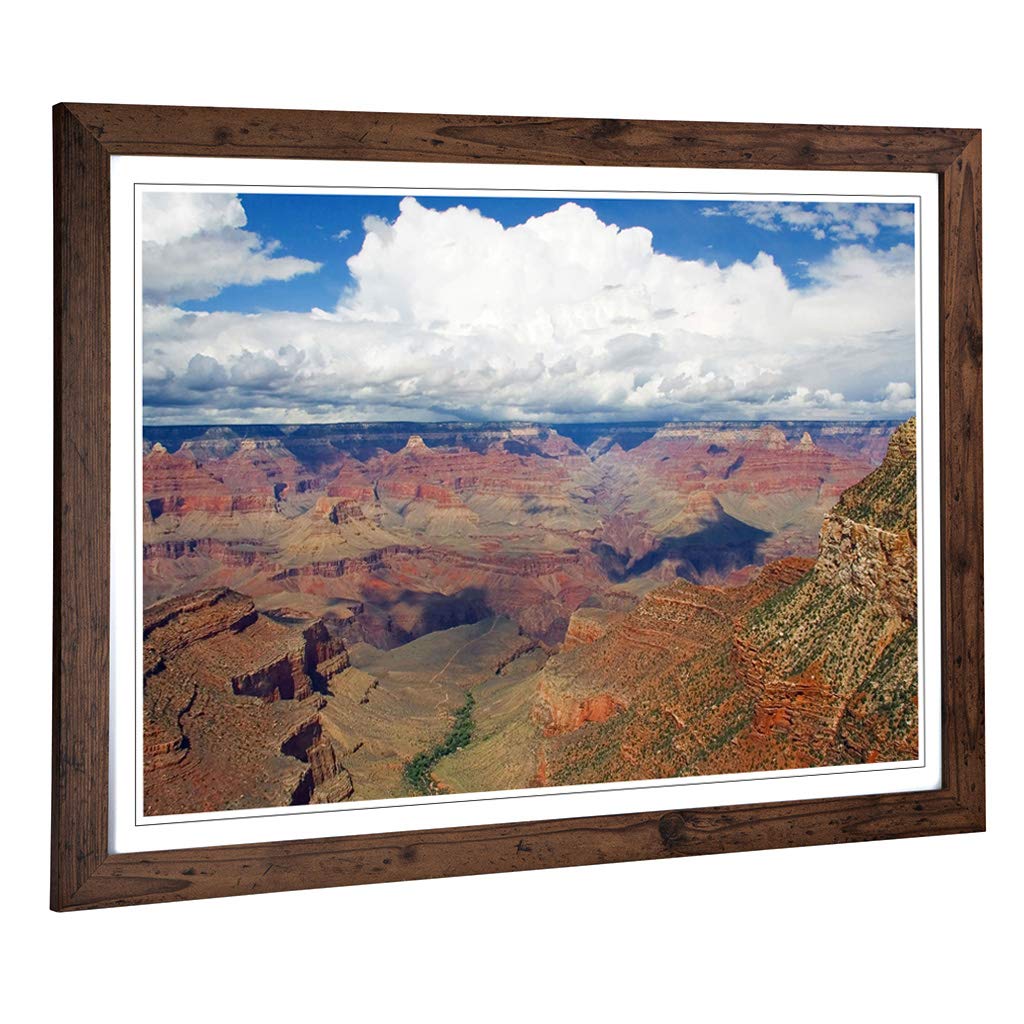 Big Box Art Framed Print of The Grand Canyon Mountain Landscape (1) Design | Wall Art Picture | Home Decor for Kitchen, Living Room, Bedroom, Hallway, Walnut, A2 / 24.5x18 Inch / 62x45cm