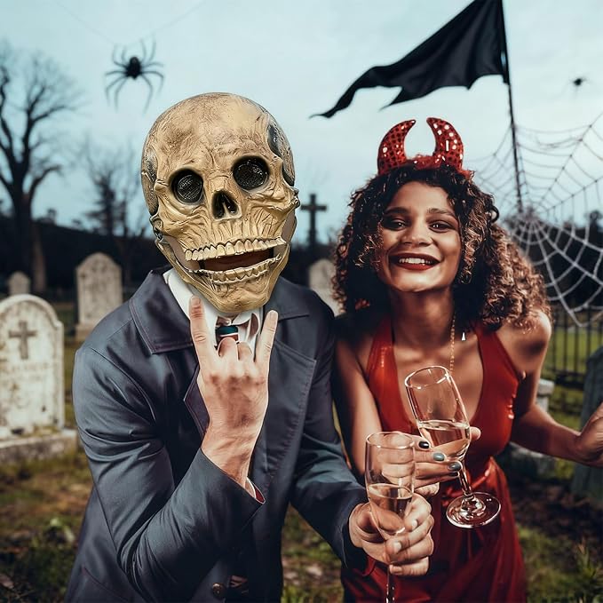 Máscara de Calavera para Halloween con Mandíbula Móvil de Látex miniatura 7