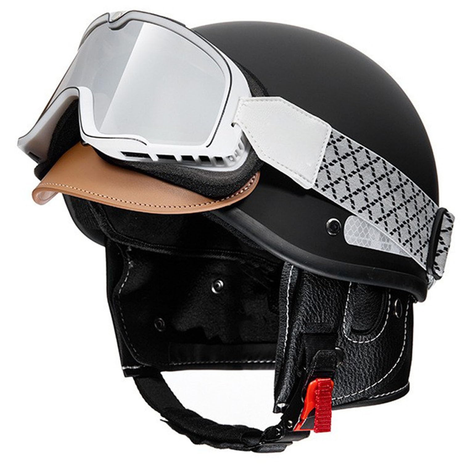 Casque moto jet bol vintage pour homme et femme avec lunettes rétro