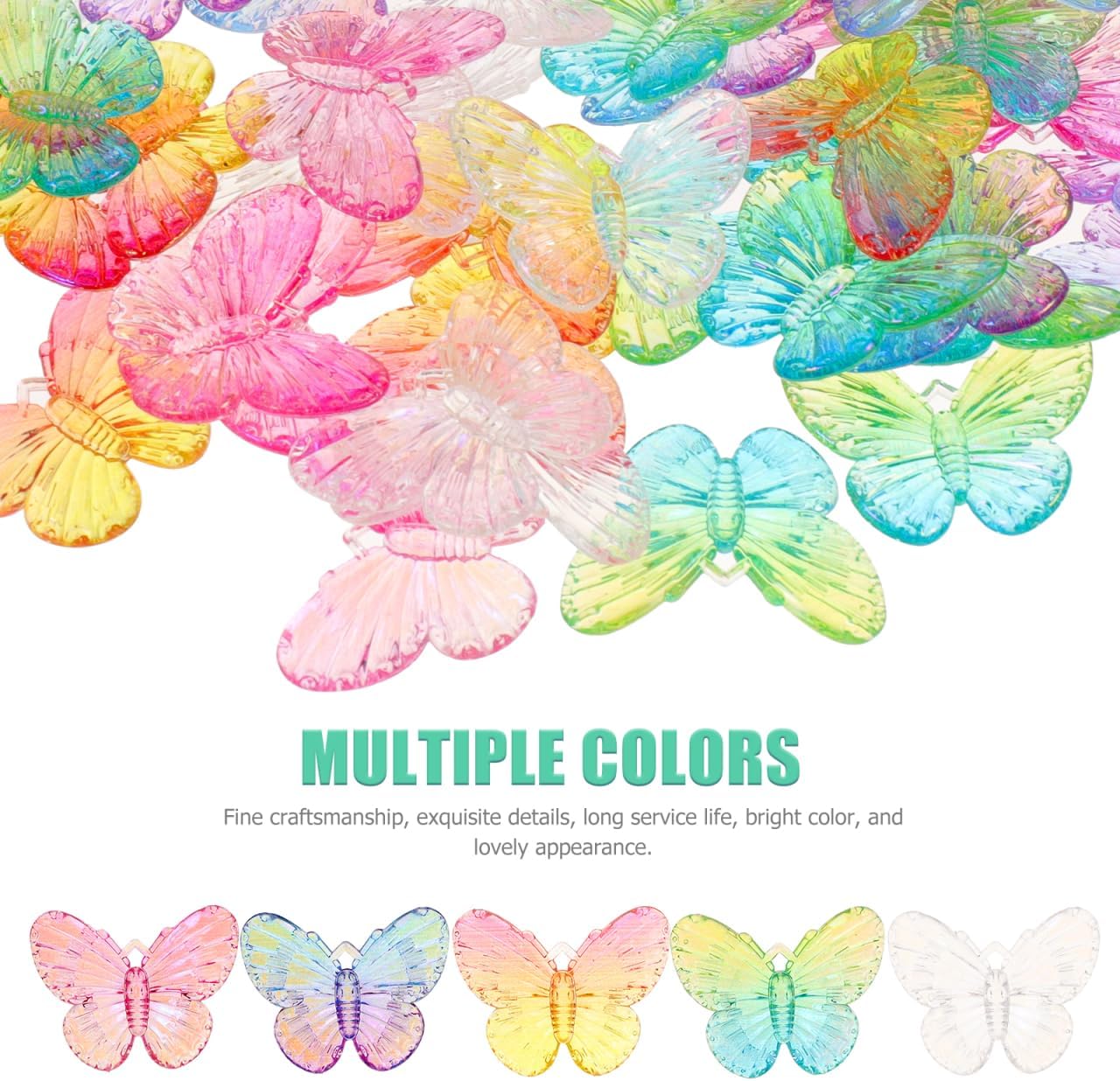 Beavorty Mini Butterflies Ornaments 50Pcs Acrylic DIY Phone Case Decor Hair Clip Accessories for Crafts Home Decoration