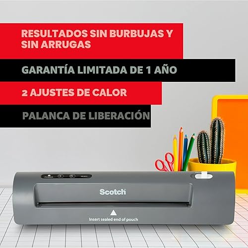 Miniatura 2 de Plastificadora térmica de dos rodillos, de la marca Scotch (TL901C), Plateado/Negro