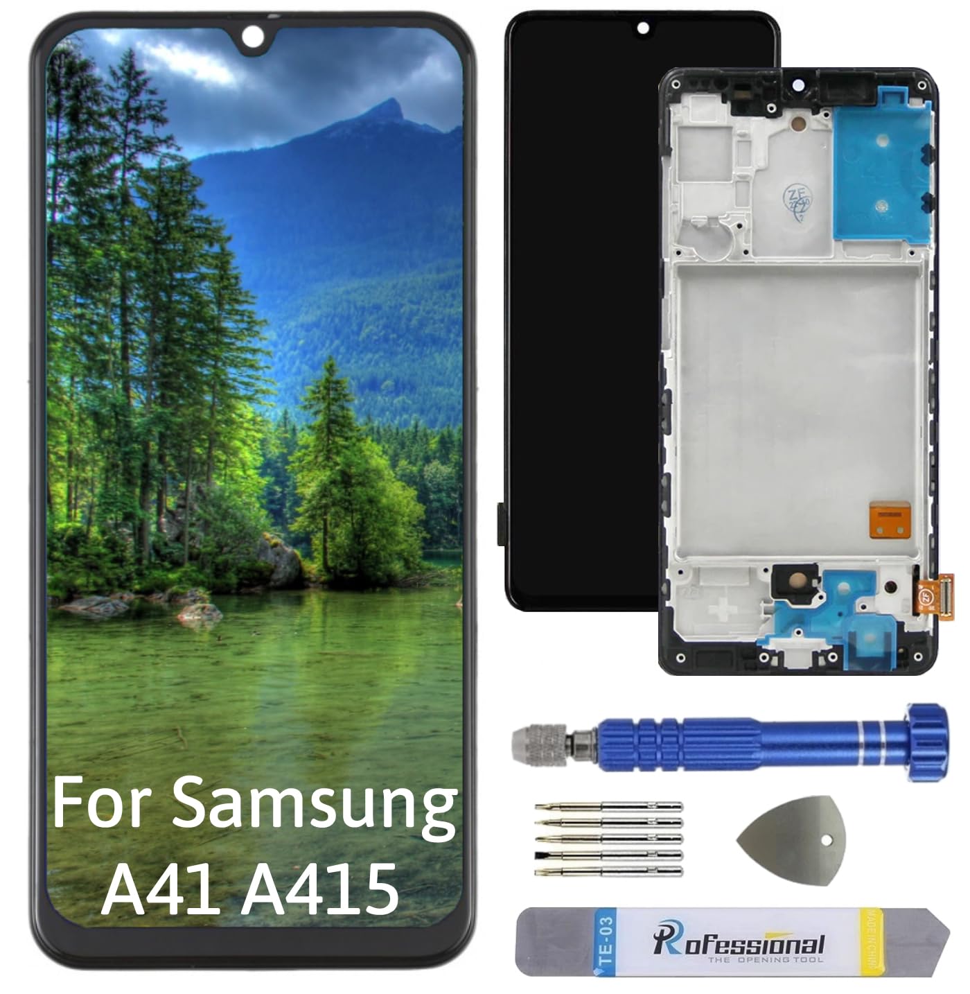 Int'x Full Incell Display for Samsung A41 A415 LCD Screen Replacement Touchscreen with Tool Black with Frame High Quality