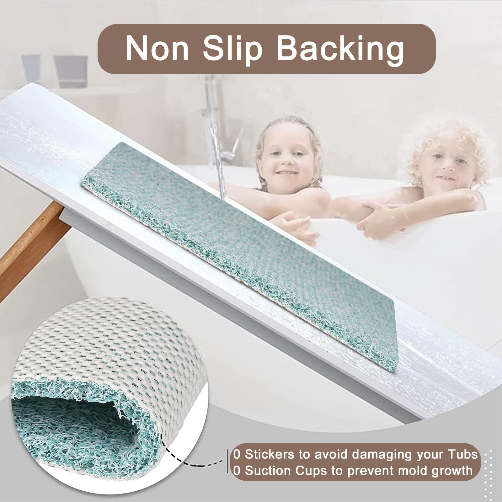 Shower Mat Non Slip Anti Mould: Bath Mats for Inside Bath- 80 x 80 cm Anti Slip Shower Mats for Inside Shower- Loofah Shower Mat Green Square Washable Shower Matt for Elderly Wet Room Quick Dry - Image 2