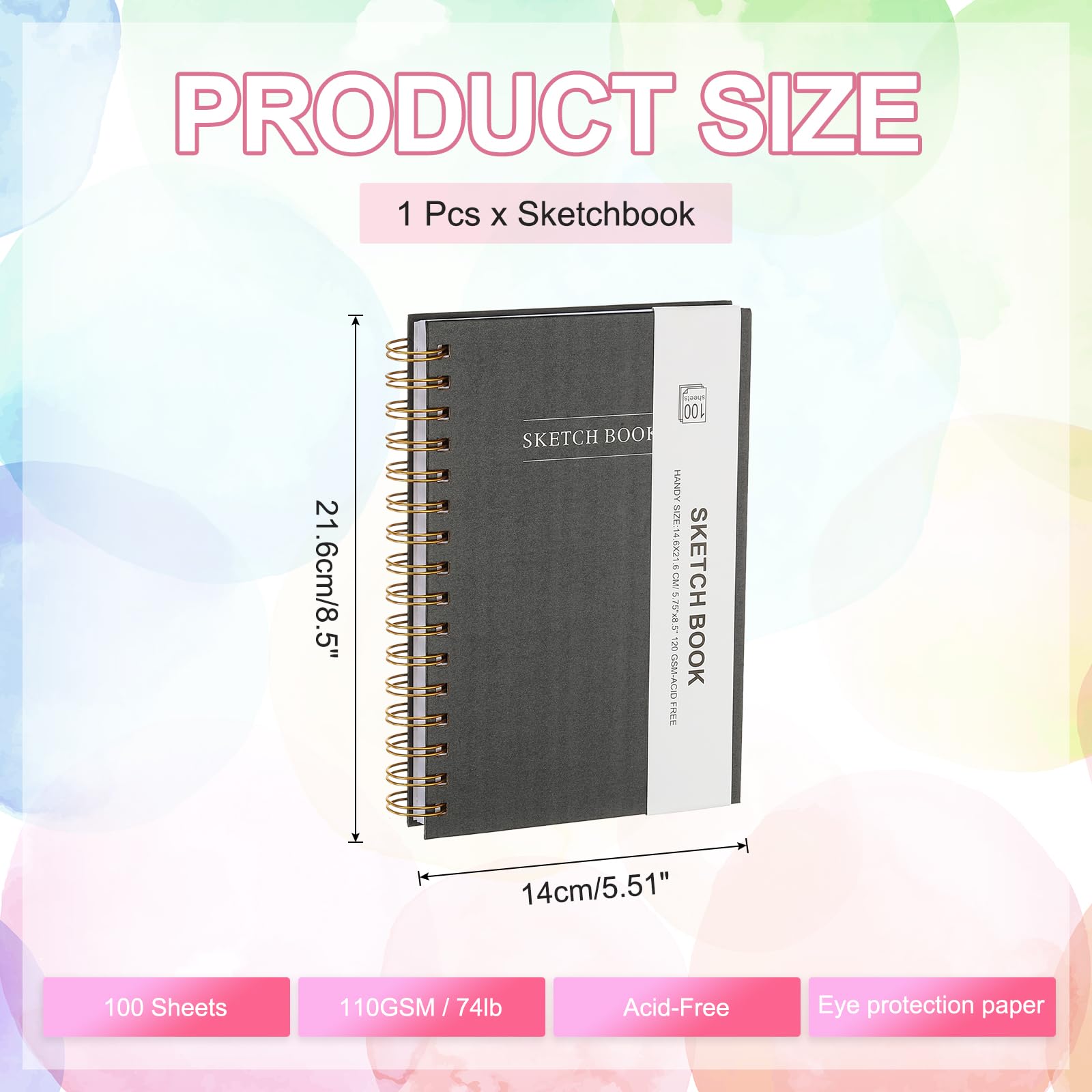 PATIKIL 8.6x5.6" Hardcover Spiral Bound Sketchbook - Image 2