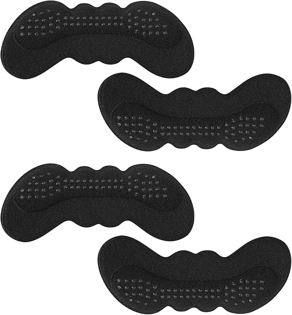 2 Pairs/4pcs Heel Grips Liners for Ladies Shoes Too Big Soft Heel Cushions Pads Inserts Self-Adhesive Anti-Slip Heel Pads for High Heels Loose Sneakers (Black)