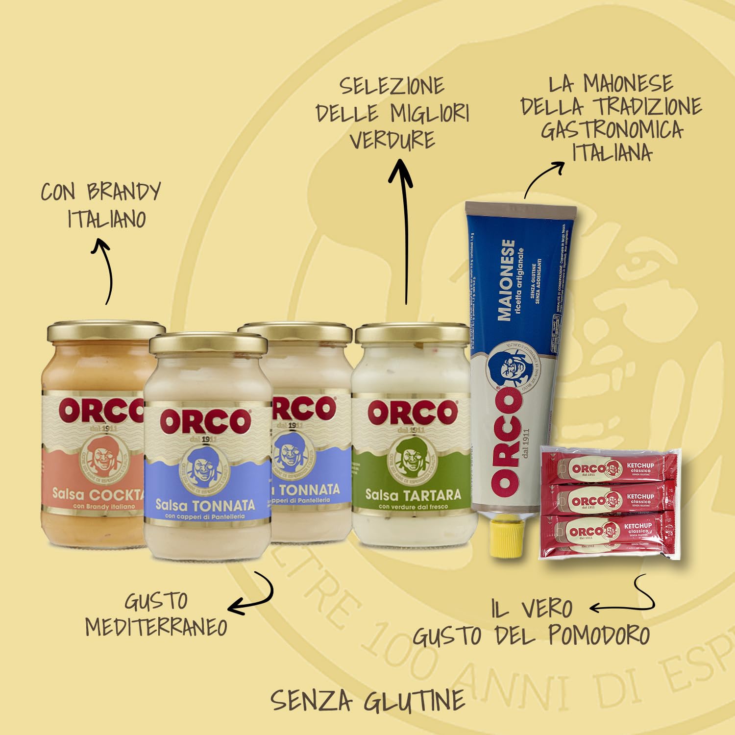 Orco, Chef Box Salse - Confezione Degustazione di varie Salse: Tonnata, Cocktail, Tartara, Ketchup, Maionese - senza Glutine