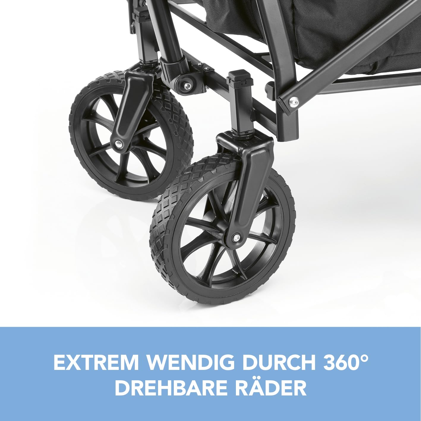 EASYmaxx Bollerwagen faltbar | Klappbarer Handwagen | Transportkarre bis 80 kg belastbar | Kompaktes Design | Ausziehbarer Griff | 360° Vorderräder | Für Ausflüge, Garten, Festivals [Schwarz/Grau]