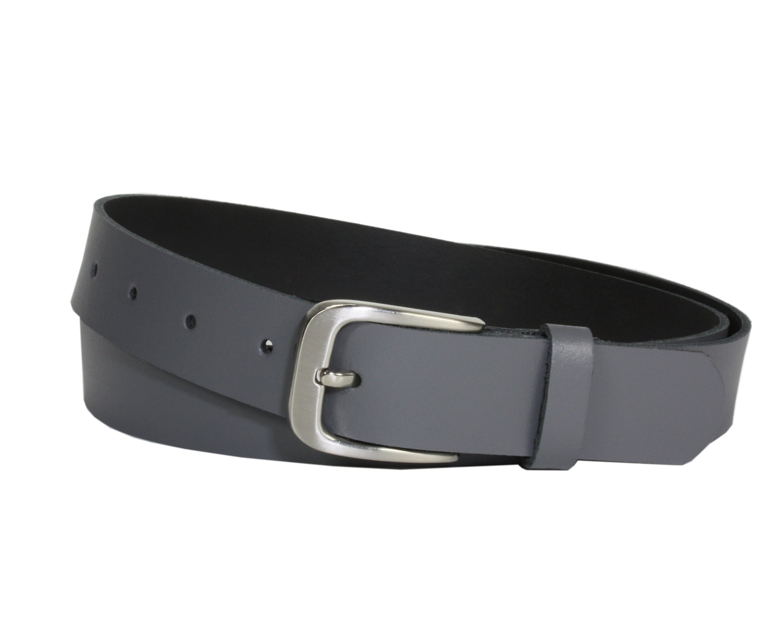 Ledergürtel, 3 cm breit, Made in Germany, echt Leder Gürtel für Damen und Herren, kürzbar-Grau-90 cm Gesamtlänge 100 cm
