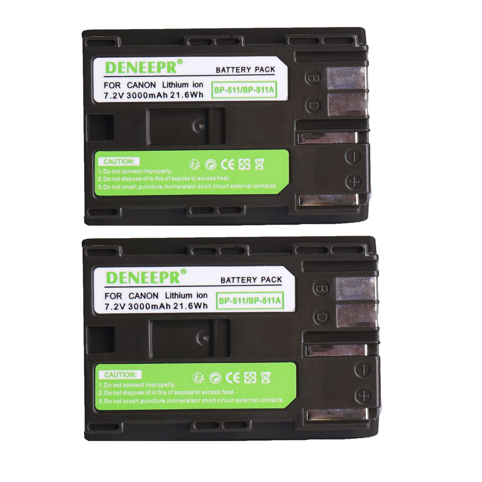 Lot de 2 Batteries et Chargeur BP-511 BP-511A compatibles avec Canon EOS 300D, 5D, 10D, 20D, 30D, 40D, 50D, PowerShot G1 G2 G3 G5 G6 90 90IS