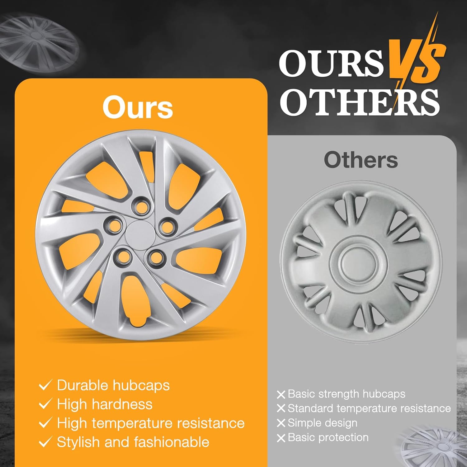15 Inch Silver Lacquer Hubcaps for 2017-2020 Hyundai Elantra Sedan Steel Wheels, Set of 4 PP Material Wheel Rim Cover, Bolt-On Design Hub Caps - 15” Silver Lacquer 4-Pack