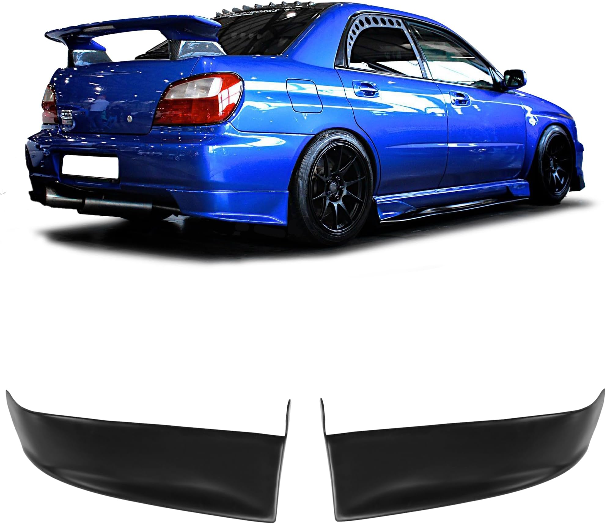 Compatible with/Replacement for Rear Bumper Lip, SP Style PU Rear Lip Guards Spats Aprons Black, Fits 2002 2003 Subaru Impreza WRX 4-Door Sedan Wagon