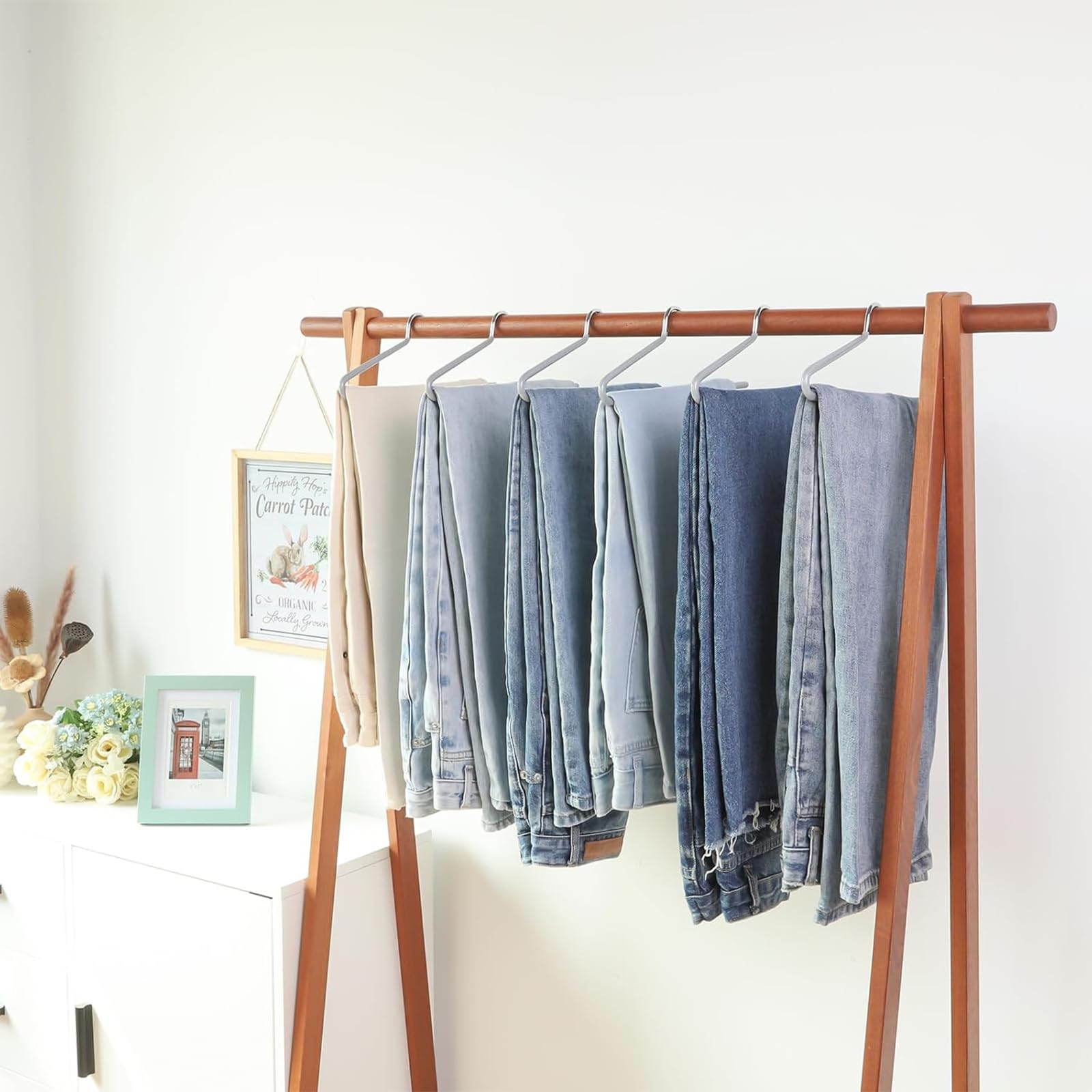 Devesanter, confezione da 20 grucce per pantaloni, grucce in metallo, aperte, salvaspazio, appendiabiti multifunzionali per pantaloni, jeans, asciugamani, sciarpe (bianco