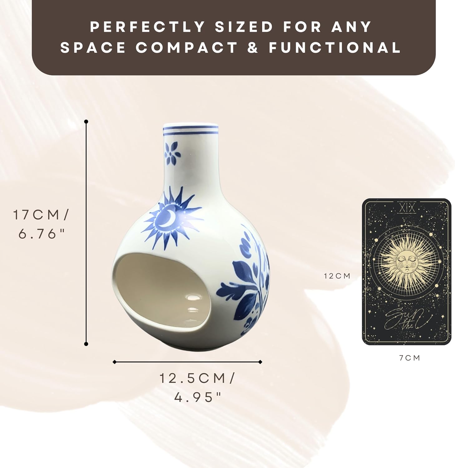 Palo Santo Burner - Ceramic Incense Holder for Sticks, Cones & More – Ash Catcher for Meditation, Altar, and Home Decor (Lunara)