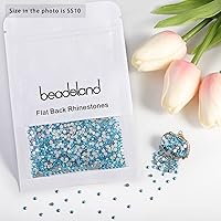 Vista 431 de Beadsland Diamantes de imitación de cristal con parte trasera plana, gemas redondas para arte de uñas y manualidades, pegamento fijo, violeta