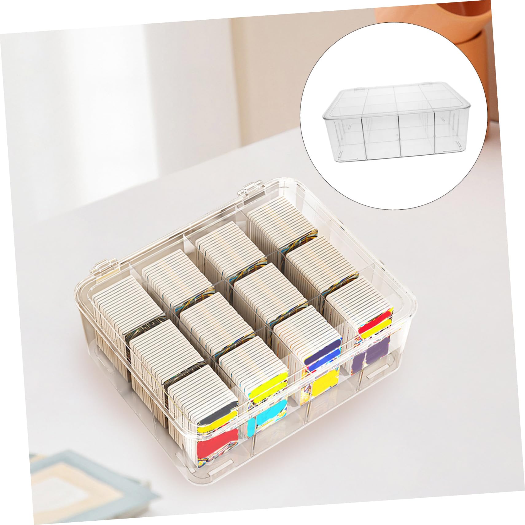 Garneck Contenitore Di Carte Trasparente Per Scrivania Espositore Porta Biglietti Da Visita in Plastica Robusta Scatola Porta Carte Con Design Elegante e Resistente