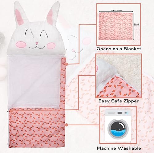 Miniatura 5 de Nalexmi Saco de dormir para niños, sacos de dormir de animales para niños, niños y niñas, cabeza de almohada suave, compacta y súper cómoda, a