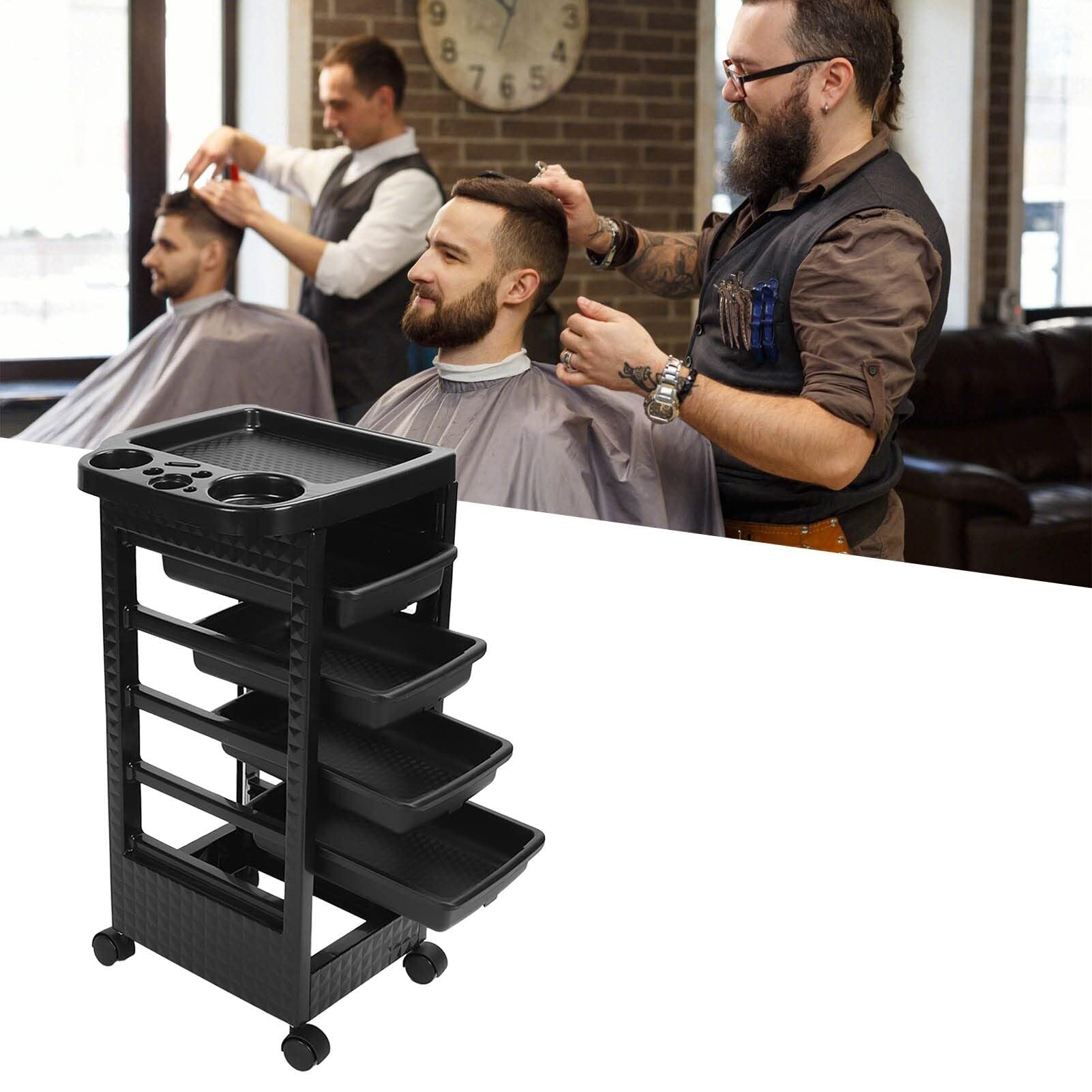 Carrito de peluquería con ruedas de 5 niveles Salón Trolley Plástico con Ruedas Rotación de 360 Grados PP Beauty Salon Cart para Peluquería