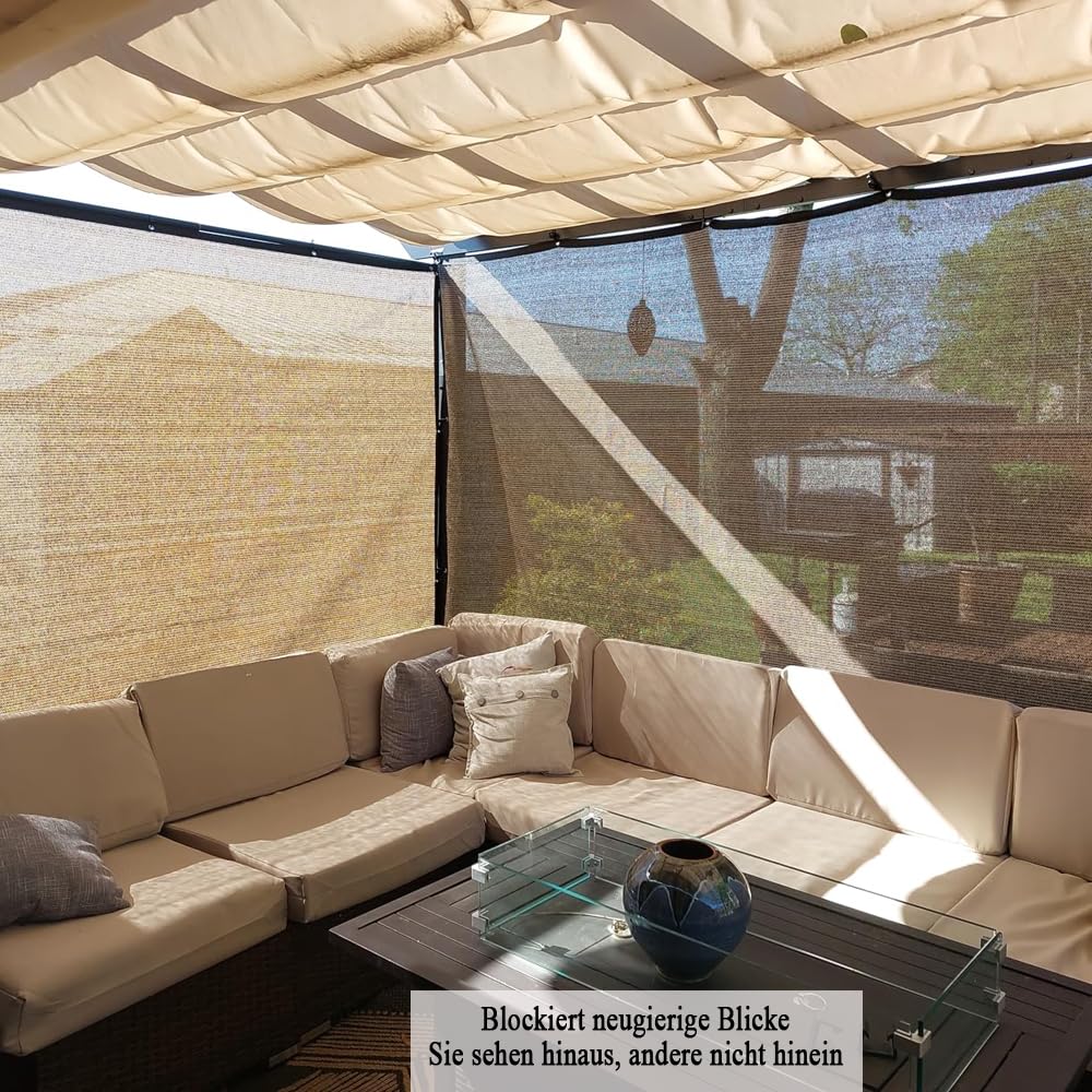Malla de Sombreo 90% con Ojales, 2,4x4,5 m, Tejido HDPE 200 g/m², Malla de Ocultación Transpirable y Resistente a los UV, Red de Sombra para Jardín, Terraza, Pérgola y Porche, Marrón