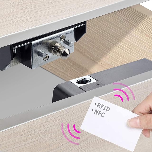 RFID Cabinet Lock, Smart NFC Electronic Locks for Drawer, Hidden Card Lock for Wooden Cabinet Cupboard Pantry Furniture (Android iOS)
