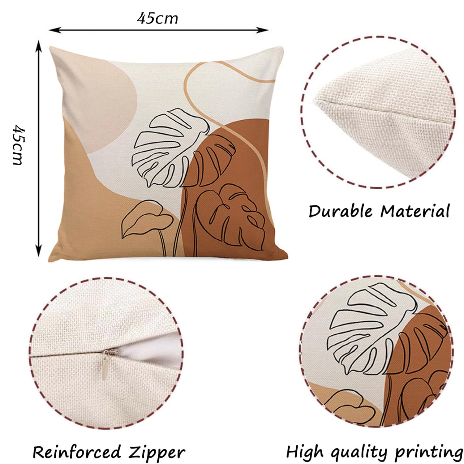 Nunubee Federa per cuscino in lino spandex cachi, confortevole