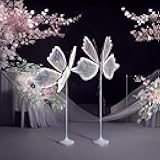 FLYINSKY 2PCS 23.6in Led Butterfly Light Decoration: Creative Light Up Floor & Hanging Ceiling Lamp Colorful - Adjustable Height Large Butterfly Props for Wedding/Party (60cm/23.6in,White,2PCS)