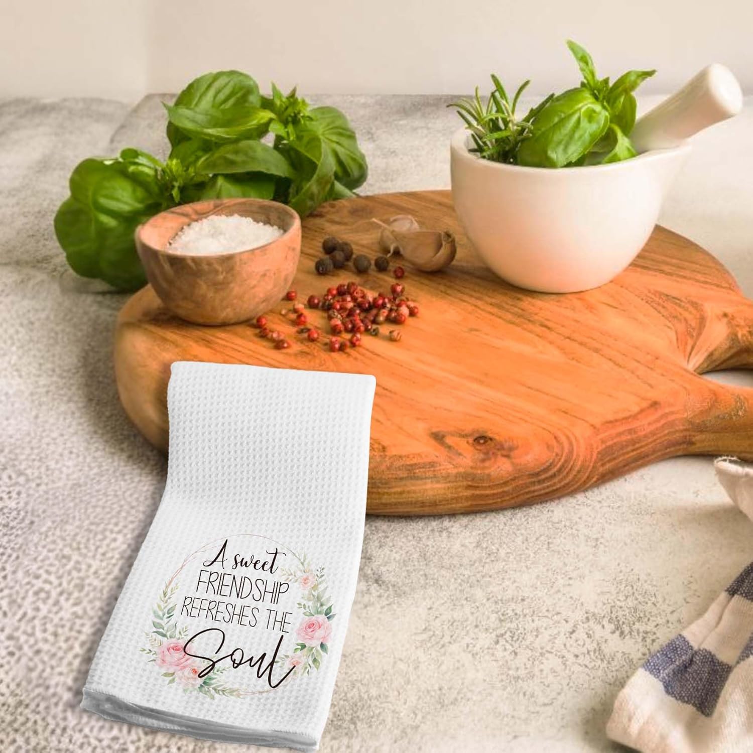 Friendship Bestie Towels Dish Towels Dishcloth, Christmas Birthday Gifts for Women Best Friend, Rustic Decor for Kitchen Bathroom Home, 16 x 24 Farmhouse Decoration Hand Towels. (094) - Image 4