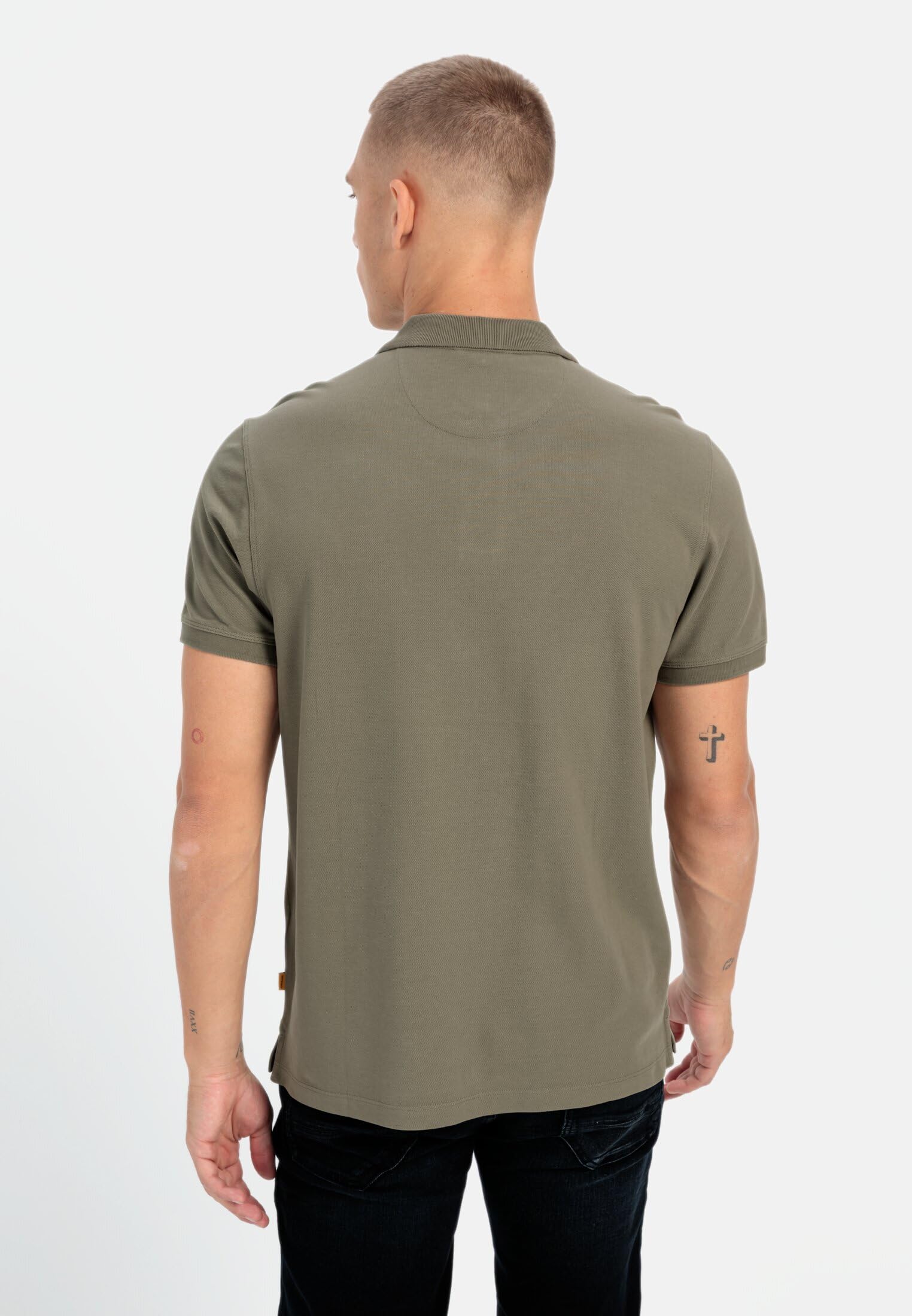 camel active Męska koszulka polo z rękawami do łokci z czystej bawełny, khaki, XXL