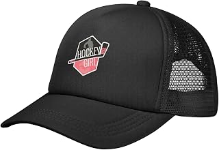 RUNAUP Hockey-Girl- Trucker Hat Baseball Cap Adjustable Mesh Snapback Hat Dad Hats for Men Women Black, Black, One Size