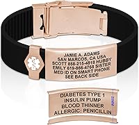 Vista 192 de Divoti Pulsera de identificación de alerta médica grabada personalizada, grabado láser de doble cara, pulsera de silicona, cierre de seguridad