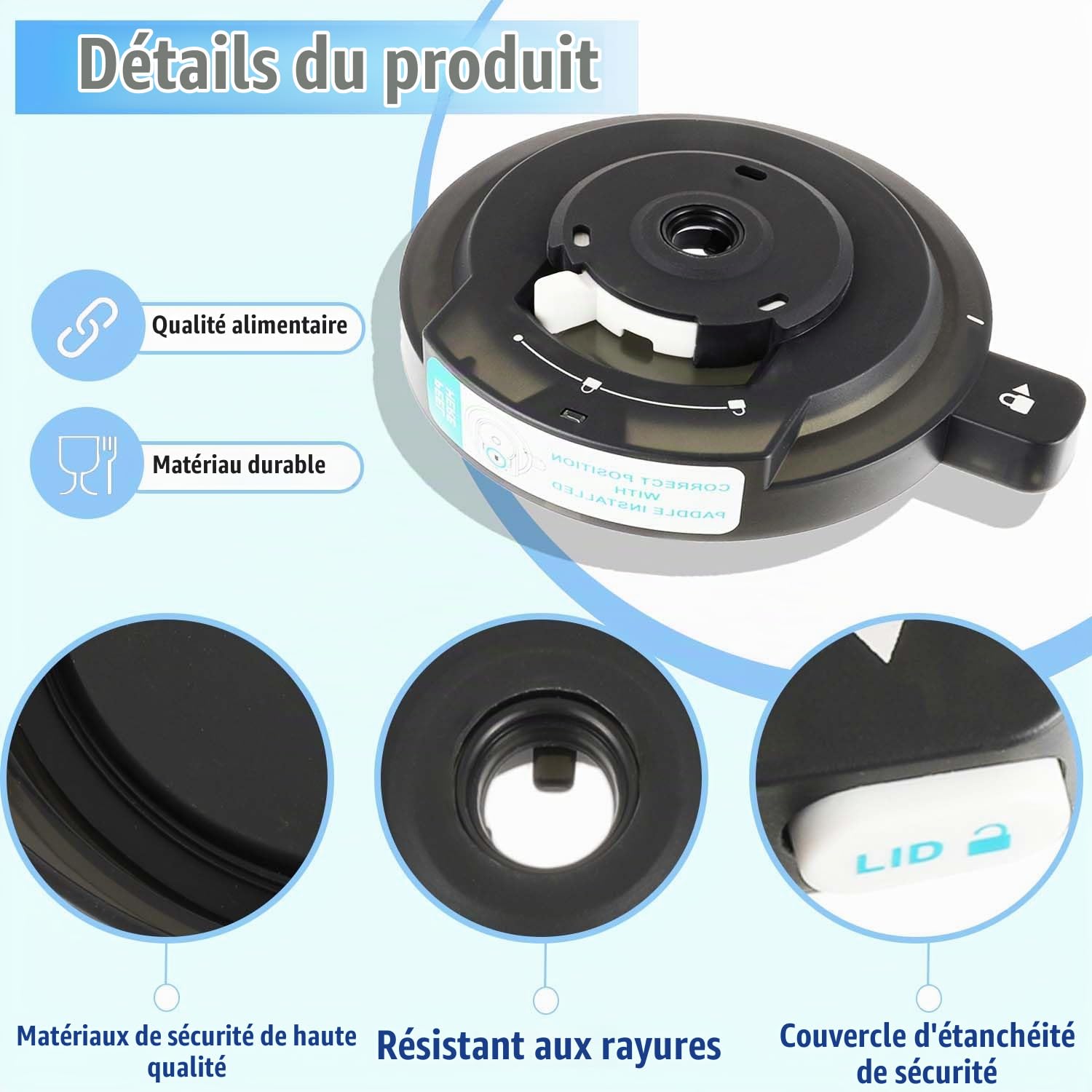 Couvercle extérieur compatible avec les sorbetières Ninja Creami NC700 | et NC701, Réutilisable, sans pale