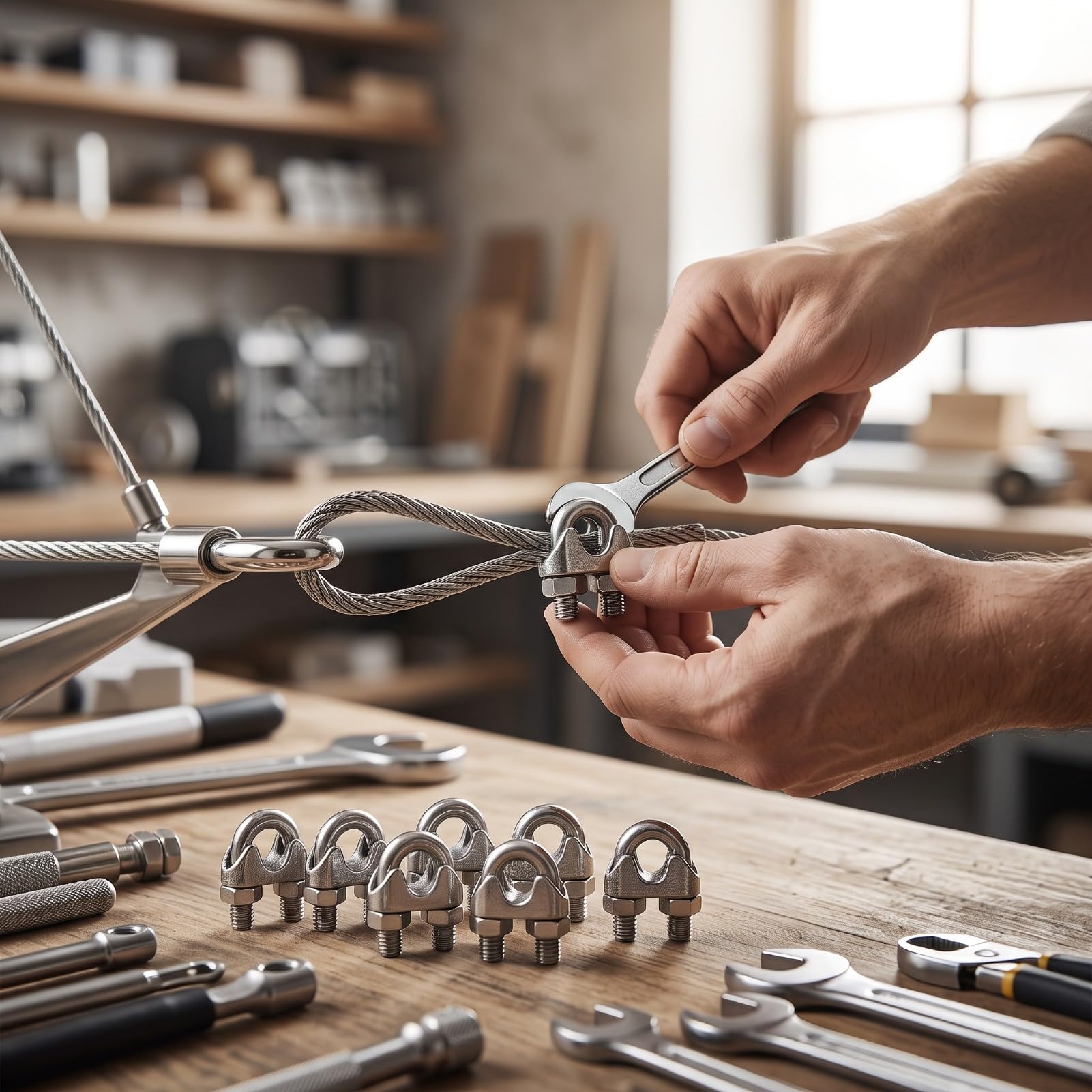 Morsetto per Cavo in Acciaio Inox 304, 20 Pezzi Fascetta a U per Cavo, per Applicazioni di Fissaggio | Con design a dado filettato per ringhiera sospesa per il fissaggio del cavo, morsetto cavo in acciaio inox