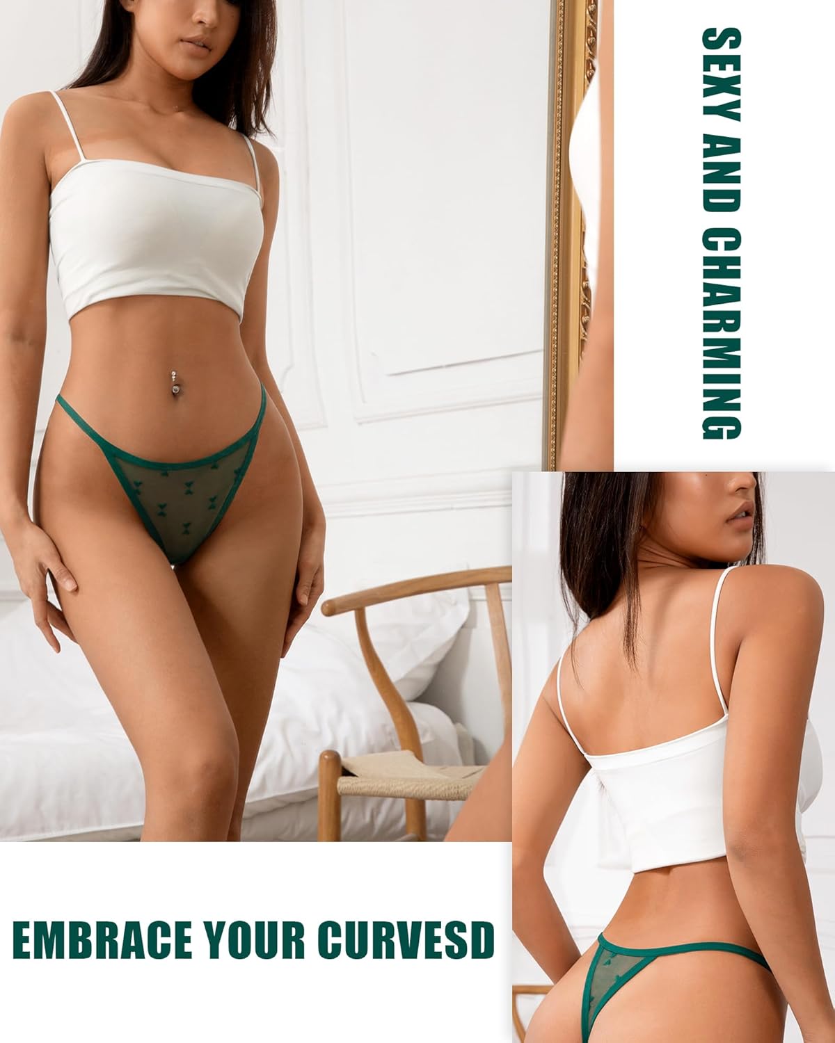 J-pone Lace Thongs for Women G String Thongs for Women T-back Thong Underwear Low Waist Breathable Womens Panties 12Pack - Image 5