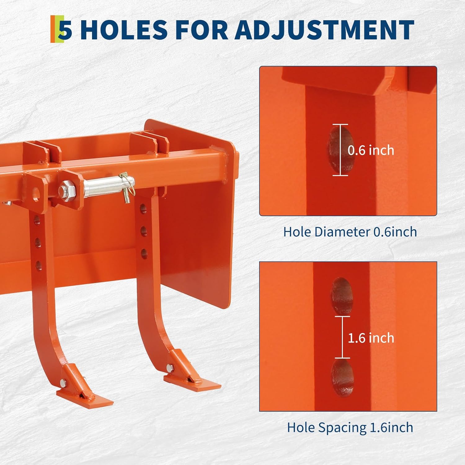 55" Box Blade for Tractor, 3 Point Hitch Box Scraper Attachment - Heavy Duty Land Leveling & Grading Implement, Compatible with CAT 1 & CAT 0 Tractors, 6 Adjustable Shanks