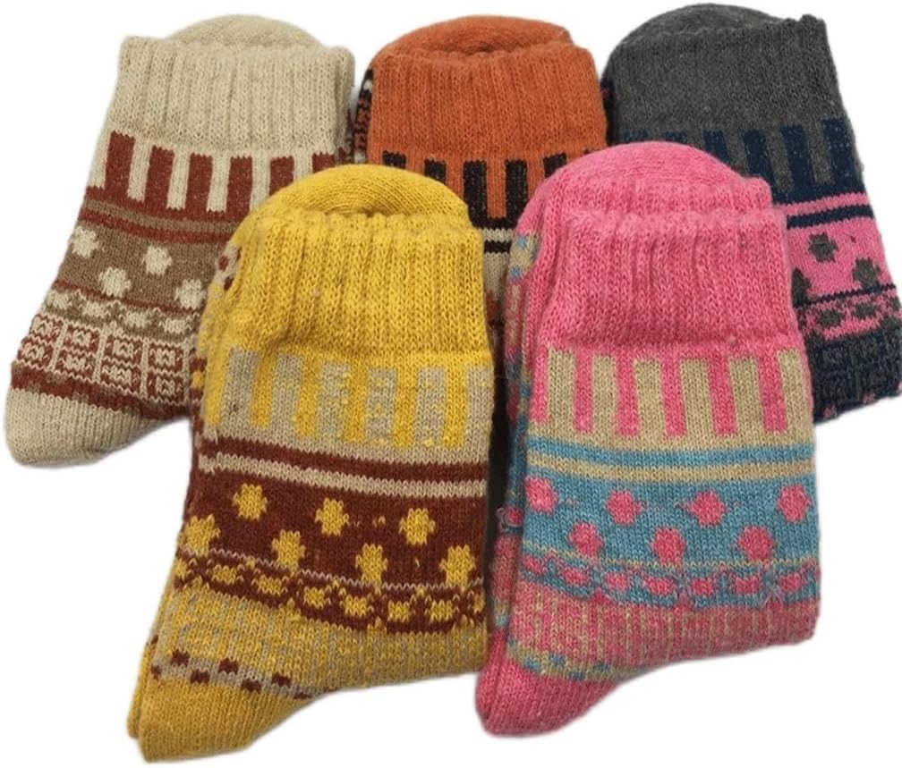 5 Pairs Thick Warm Women Socks Set Colorful Gift