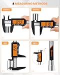 HARDELL Rechargeable Digital Caliper, 6" Plastic Calipers with Large Orange Screen (Non-Backlit), Inch/mm, Auto-Off Micrometer – Everyday Caliper Measuring Tool for Woodworking, (Orange)