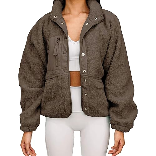 Aoang Womens Winter Coats Casual Lapel Long Sleeve Fleece Faux Fur Jacket