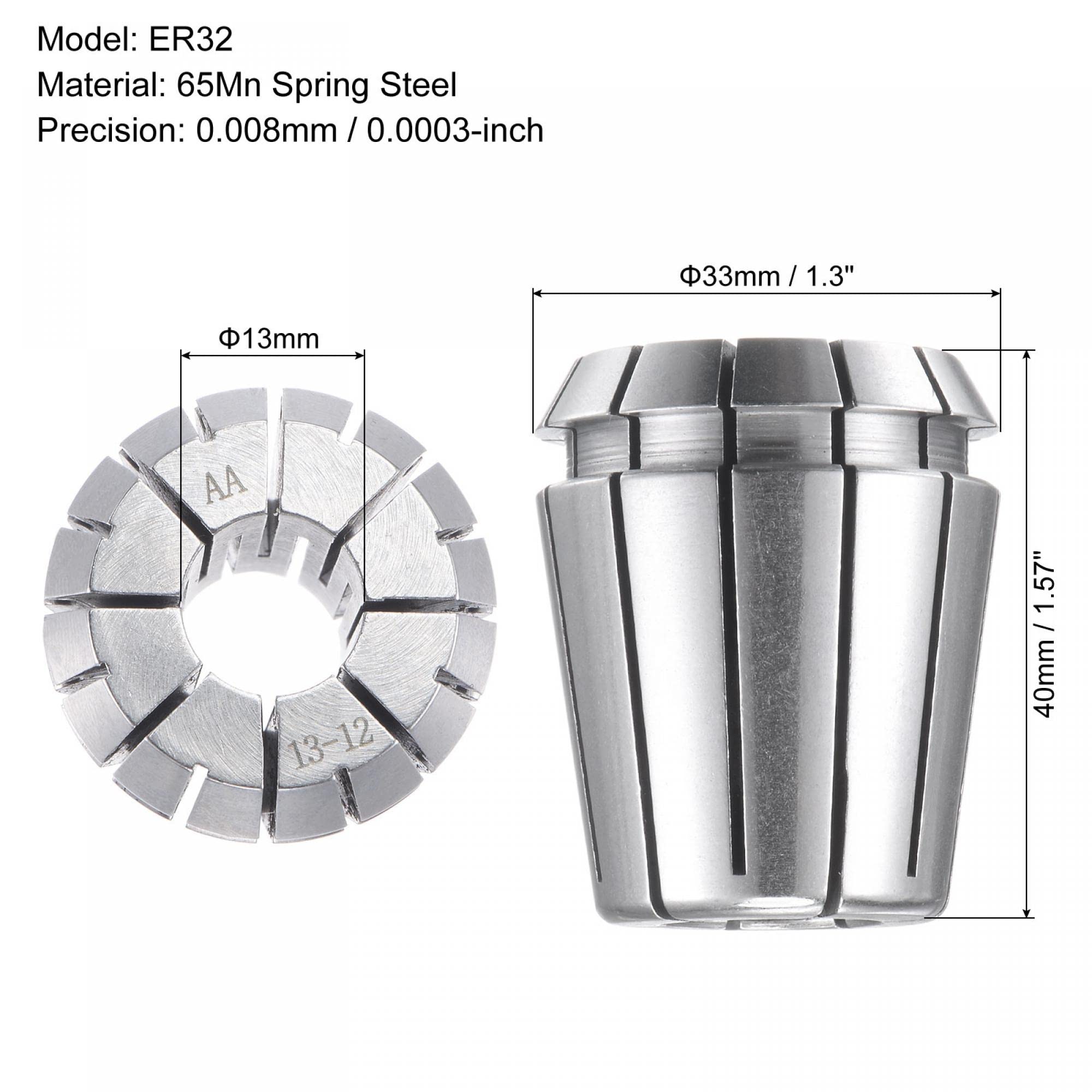 sourcing map ER32 Ressort Pince 13mm Mandrin pour CNC Gravure Machine Tour Fraisage