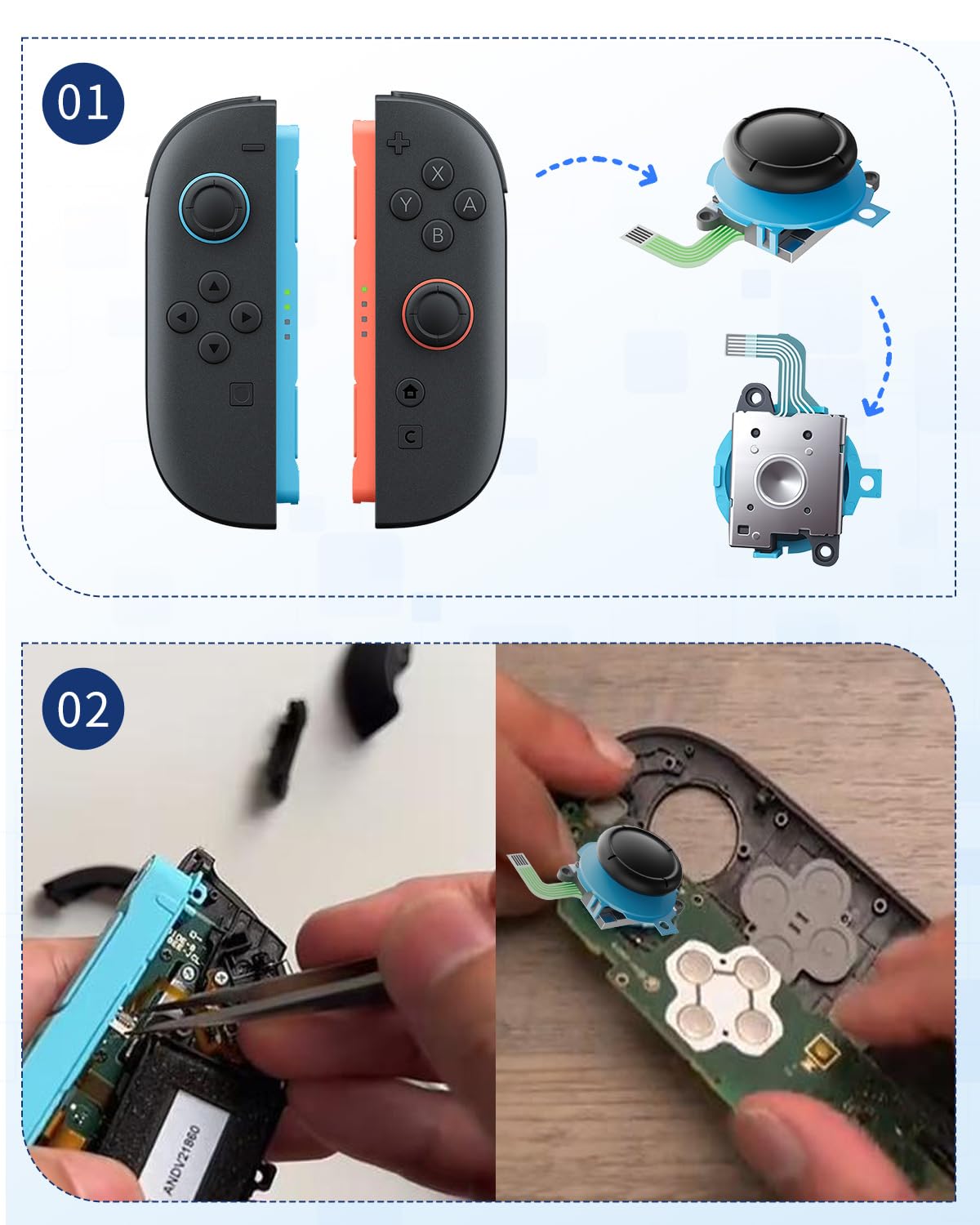 Amazon.co.jp: 対応Switch 2 J0yc0n2用ジョイスティック交換キット