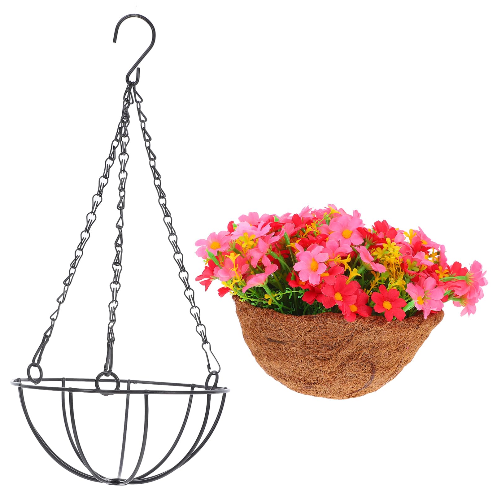 Happyyami Künstlicher Hängeblumenkorb aus Eisen, Rosa, für Draußen
