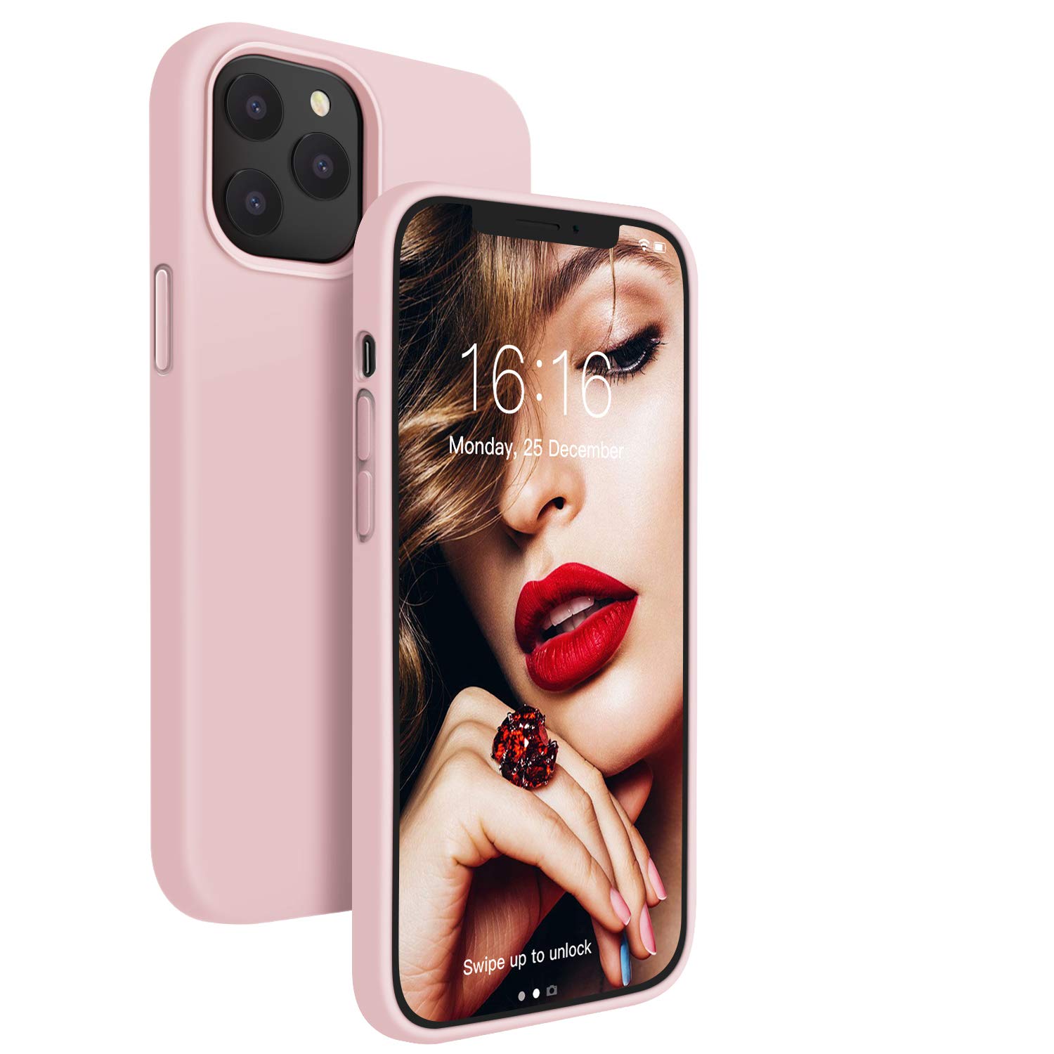 JASBON Case for iPhone 12 Pro Max 6.7 inch, Soft Liquid Silicone Case Gel Rubber Full Body Protection Shockproof Drop Protection Case-Sand Pink