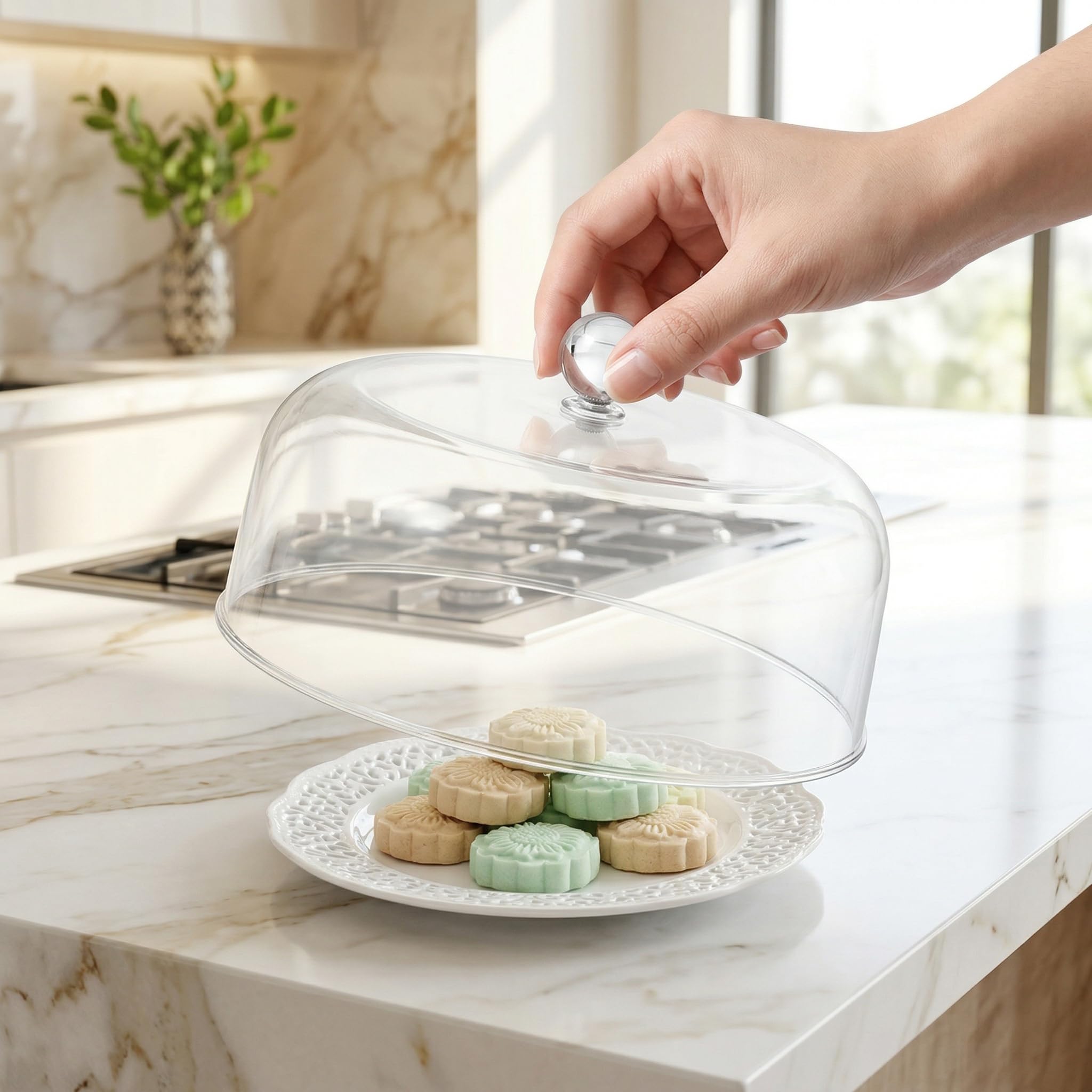 DOITOOL Couvercle de présentoir à gâteau en Acrylique Transparent - pour Servir à gâteau - pour Pique- - pour fête à la Maison - 23 cm