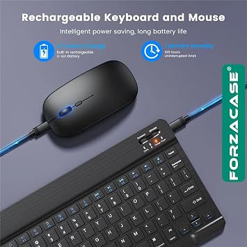 Honor Pad X9 ile uyumlu Şarjlı Bluetooth Kablosuz Klavye Mouse + Tablet Standı - FC1088 (Beyaz)